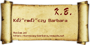 Körmöczy Barbara névjegykártya