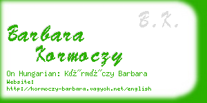 barbara kormoczy business card